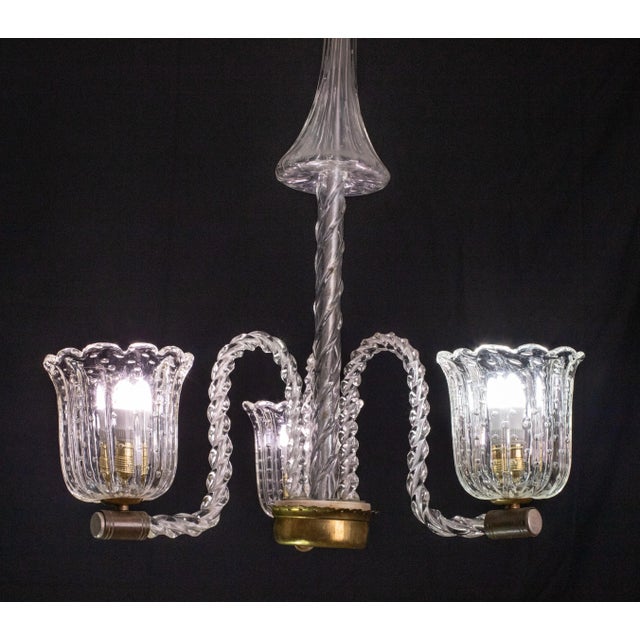 Transparent Ercole Barovier Art Deco Chandelier, "Bullicante" Glass Murano, 1940s For Sale - Image 8 of 11