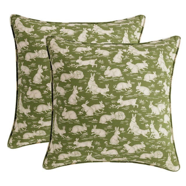 ⭐️ Ships Within 2 Days On the Front: Cottontails Printed Fabric On the Back: Ivory Linen Fabric Cotton/Linen Blend...