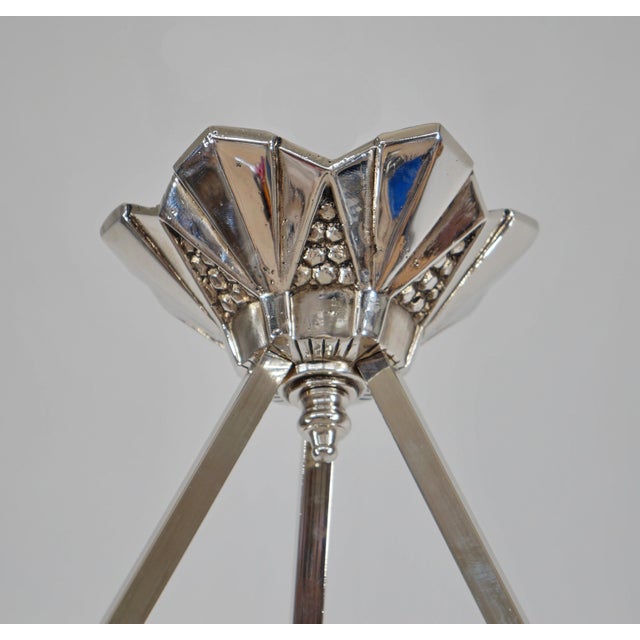 Metal French Art Deco Pendant Light by Andre Neut 1930 France For Sale - Image 7 of 8
