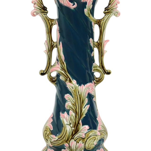 Antique Art Nouveau Rococo Blue Vase, 1890s For Sale - Image 10 of 16