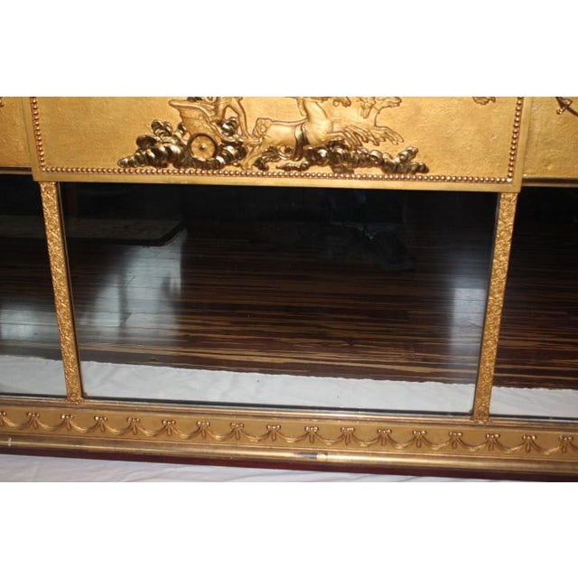 19th-Century Neoclassical Giltwood Triptych Overmantel Mirror For Sale - Image 4 of 12