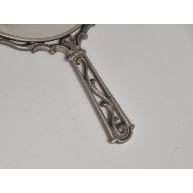 1930s Swedish Grace Hand Mirror in Pewter with Decor, Sweden, 1937 For Sale - Image 5 of 9