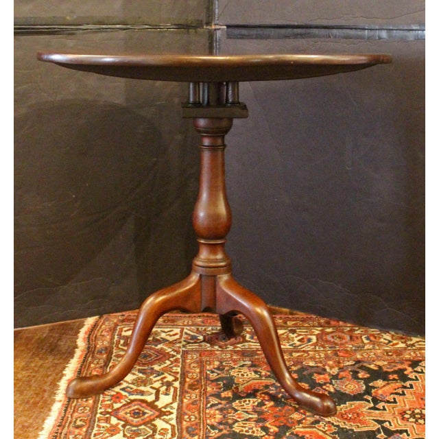 George III Tilt-top Pedestal Birdcage Mechanism Tea Table, circa 1770. Well figured, single board mahogany top (with some...