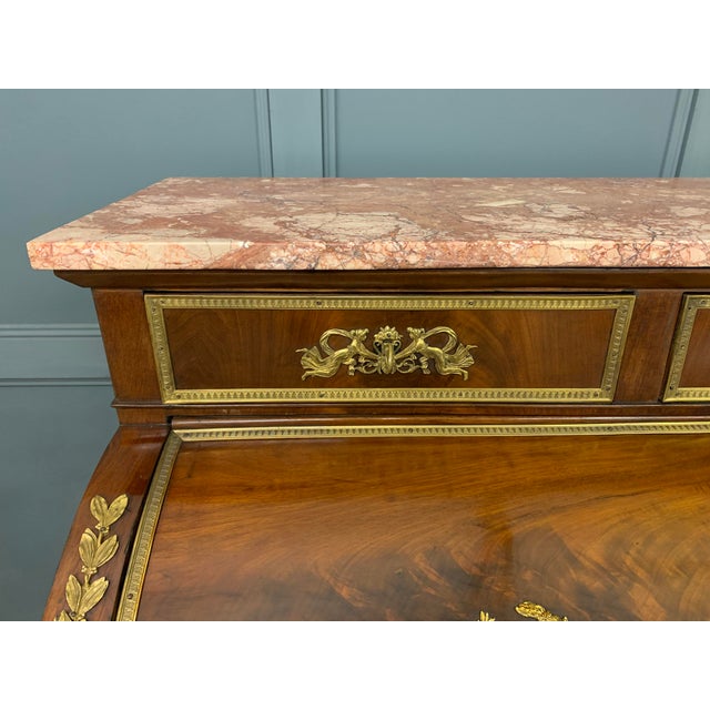 Large Antique French Empire Flame Mahogany Cylinder Desk, 1850 For Sale - Image 16 of 18