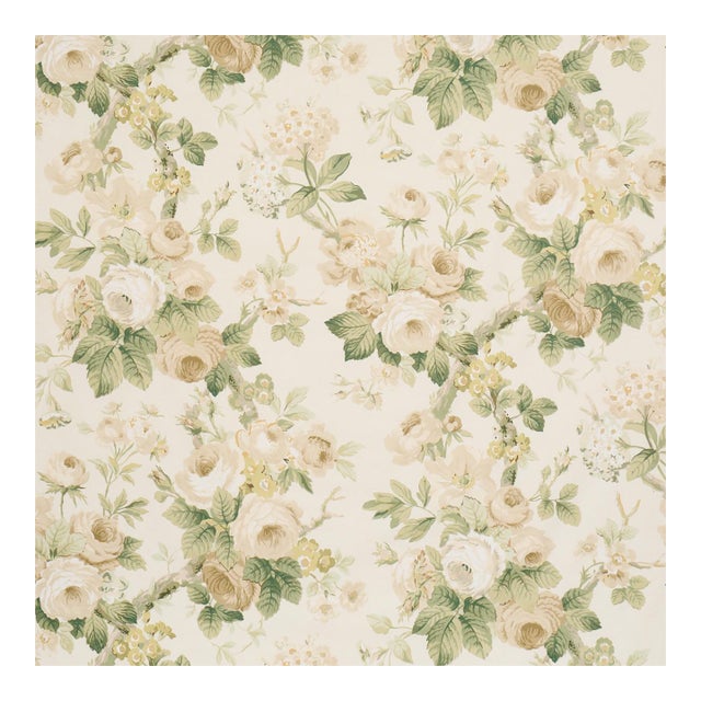 Sample - Schumacher Nancy Floral Fabric in Ivory For Sale