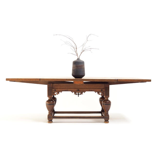 Antique Dutch Draw-Leaf Oak Table, 1850 For Sale - Image 4 of 14