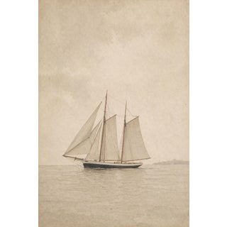 Minimal Coastal Seascape Study, Classic Sailboat Art Print, 24" × 36" For Sale