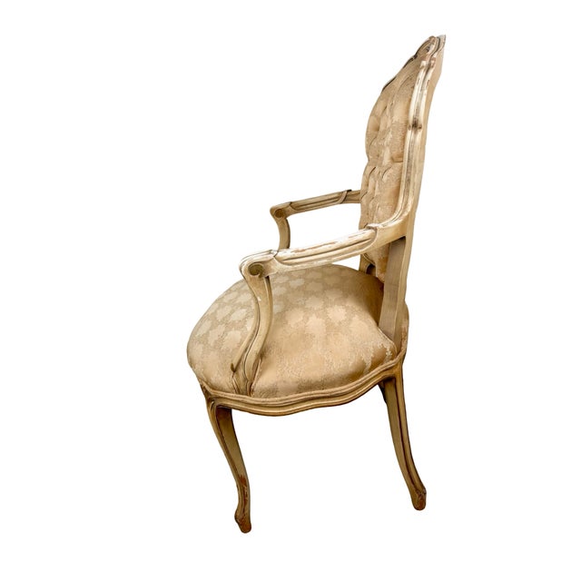 Vintage Louis XV Style Carved & Tufted Upholstered Armchair For Sale - Image 4 of 14