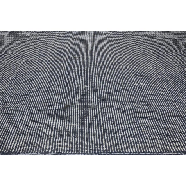 Contemporary Striped Blue Flat-Weave Wool Rug by Doris Leslie Blau For Sale - Image 4 of 6
