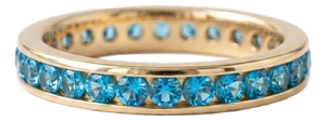 Swiss Blue Topaz Eternity Band Ring | Round Cut Channel Setting Wedding Ring Us 7