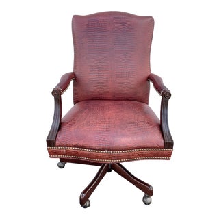 Hooker Leather Reptile Print Desk Chair For Sale