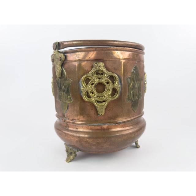 Antique French-Style Copper and Brass Jardiniere Planter With Gothic Mounts, C. 1900 For Sale - Image 12 of 18