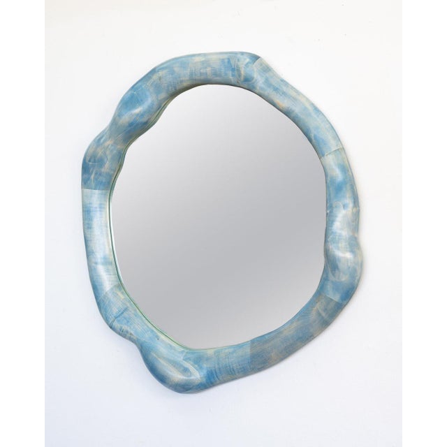 Wood Bleached Maple and Wood Stain Round Wall Mirror by Alexander Knysch For Sale - Image 7 of 8