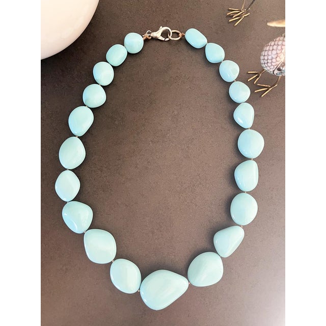 Turquoise Turquoise Paste Necklace with 925 Silver Clasp, 1990s For Sale - Image 8 of 8