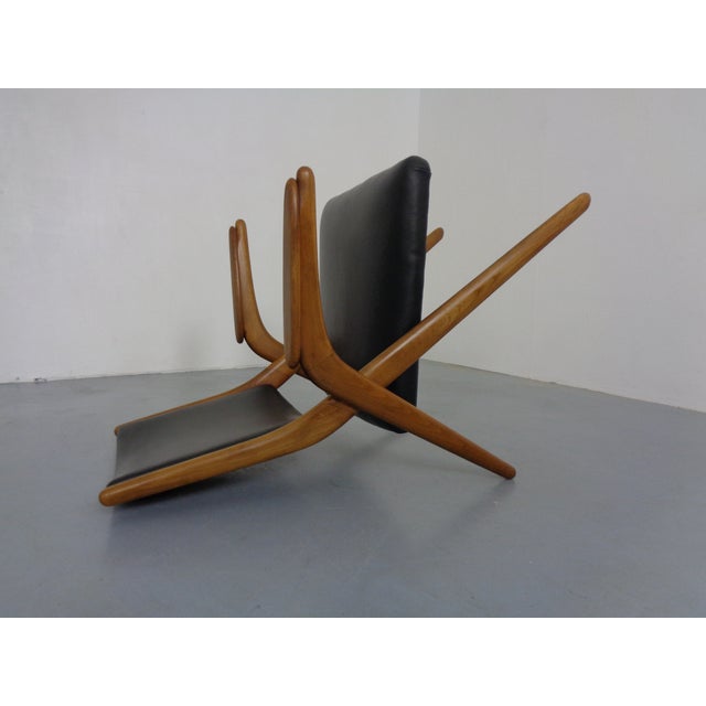 Boomerang Chair in Beech & Leather by Louis Van Teeffelen for Wébé Furniture, Netherlands, 1960s For Sale - Image 16 of 18