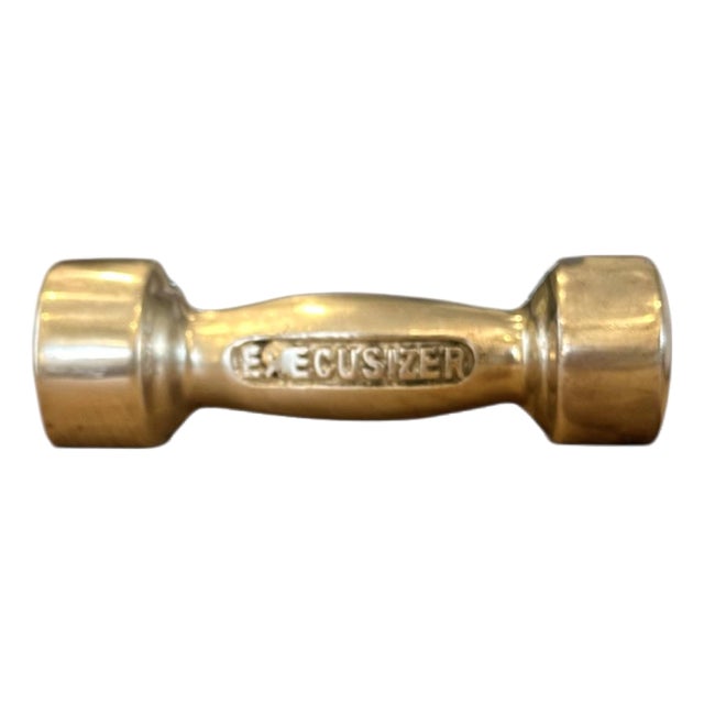 Vintage 20th Century “Execusizer” Brass Dumbbell Paper Weight / Paperweight / Desk Set Object For Sale