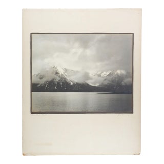 Mid Century Black & White Photograph of Mountain Lake For Sale