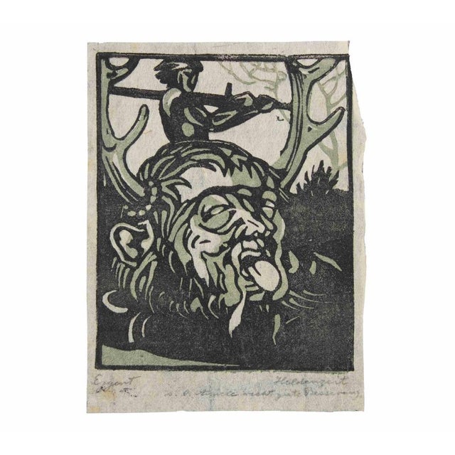 Linocut attributed to Richard Egert and realized in the early 20th Century. with pencil annotations. Hand signed. Good...