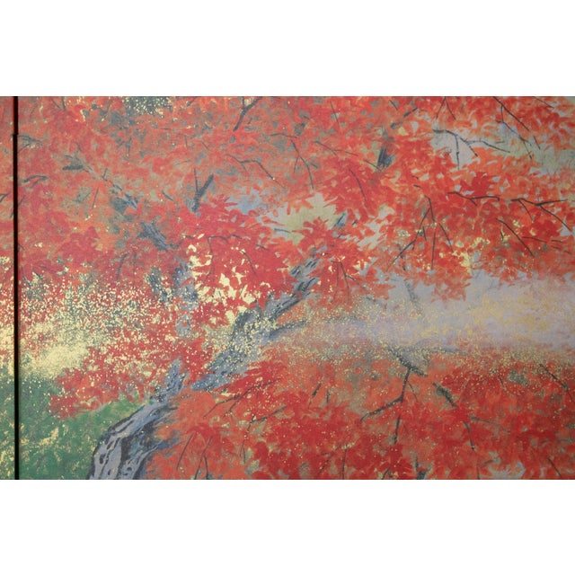 "Autumn Leaves" by Kakaaki Ito (After), Late Showa Japanese Byobu Screen For Sale - Image 10 of 17