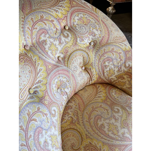Goldenrod Antique French Tufted Crapaud Club Chairs - A Pair For Sale - Image 8 of 8