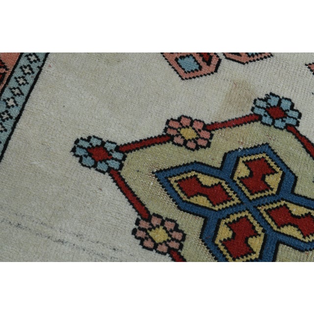 Beige 1970s Vintage Turkish Oushak Handmade Wool Cotton Orange Runner Rug For Sale - Image 8 of 11