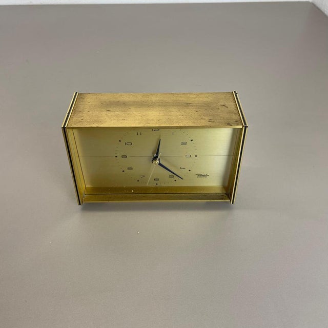 Vintage Hollywood Regency Brass Table Clock from Diehl Electro, Germany, 1960s For Sale - Image 4 of 18