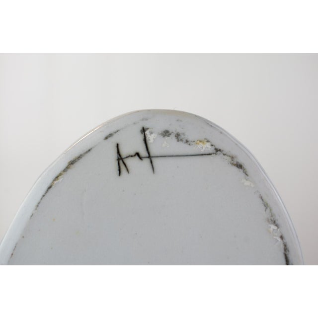Studio Porcelain Oval Vase With Winter Landscape Motif, Signed For Sale - Image 13 of 18
