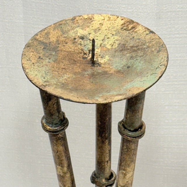 Albert Hadley Vintage Hand Gilt Faux Bamboo Tole Candle Holders - Newly Painted For Sale - Image 4 of 12
