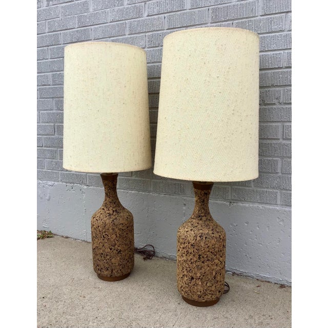 Mid 20th Century Mid Century Cork Table Lamps, a Pair For Sale In Denver - Image 6 of 15