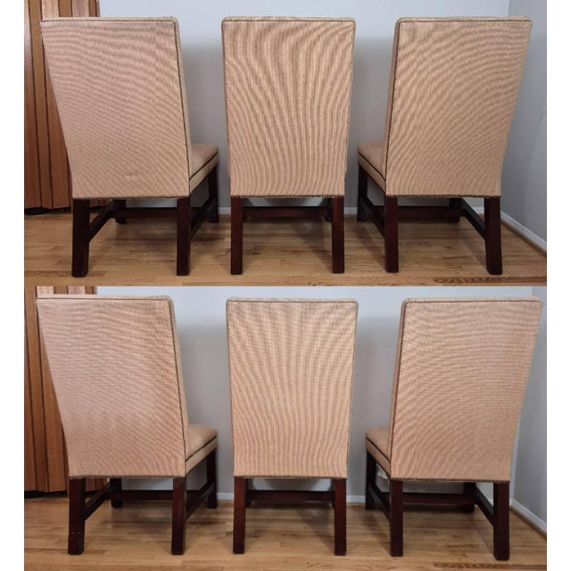 1990s Ralph Lauren for Henredon Large High Back Tufted Houndstooth Dining Chairs W/ Nail Head Trim, Set of 6 For Sale - Image 9 of 12