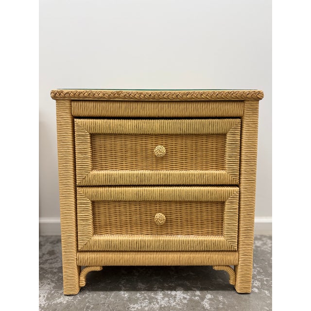 Vintage Henry Link Wicker 2-Drawer Nightstands - Set of 2 For Sale - Image 11 of 15