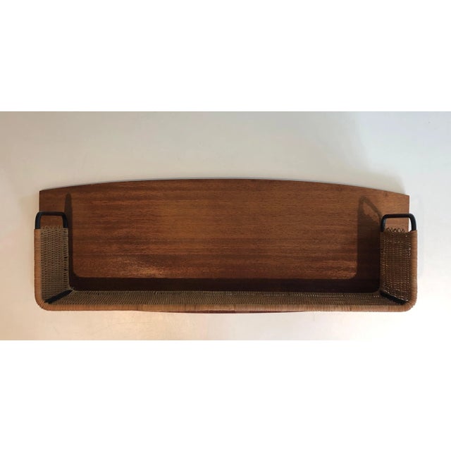 1970s Wood, Rattan and Lacquered Metal Shelves Unit, French work by Raymond Glemeau For Sale - Image 5 of 13