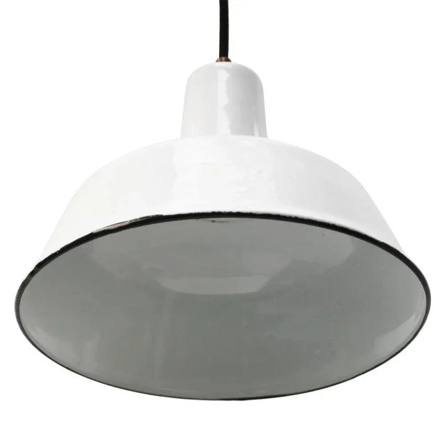 Industrial Vintage Industrial Factory White Enamel Pendant Lights For Sale - Image 3 of 5