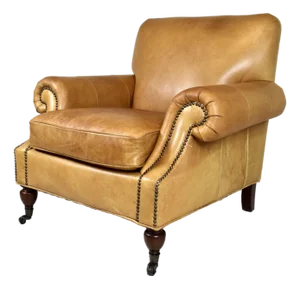 Pottery Barn Brooklyn Leather Armchair on Casters