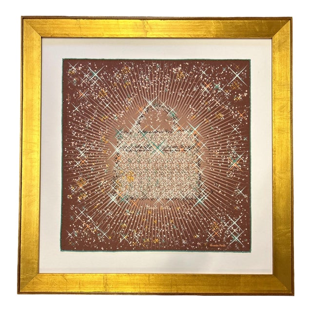 Hermes Magic Kelly Brown Framed Vintage Silk Scarf 24" For Sale