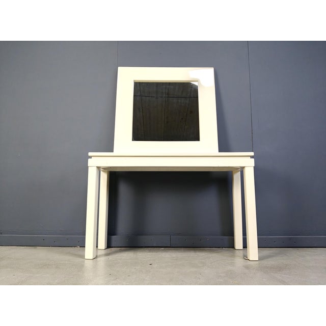 Beige Vintage Lacquer Console with Mirror from Jean Claude Mahey, France, 1980s, Set of 2 For Sale - Image 8 of 11