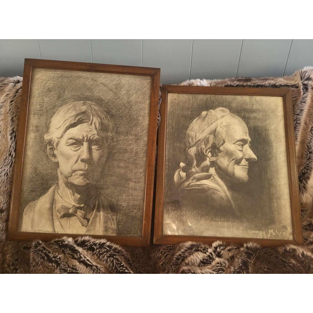 Gunnar Myhre, Art Deco Portraits, Pencil Drawings, 1927, Set of 2 For Sale - Image 10 of 10