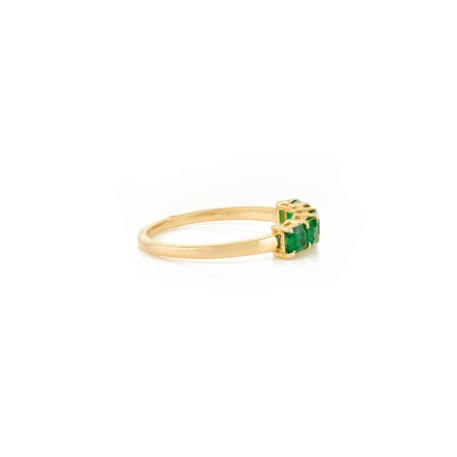 Not Yet Made - Made To Order Solid Gold Emerald Half Square Eternity Band Ring Size 5 For Sale - Image 5 of 11