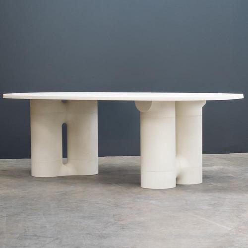 Moulded Mineral Natural White Table by Manufacture XXI For Sale - Image 6 of 7
