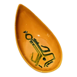 Vintage MCM Israeli Orange Ceramic Cocktail Serving Bowl Charcuterie