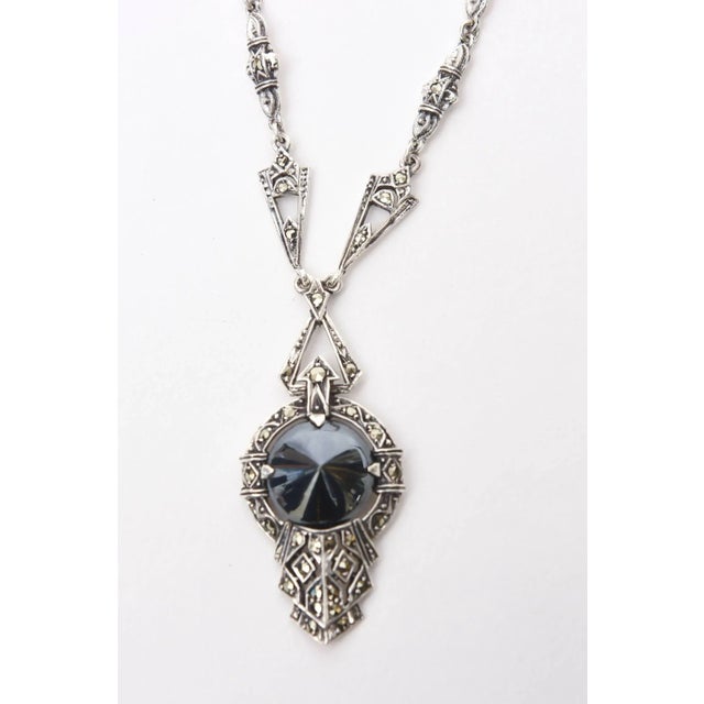 This is part of Chairish’s Costume Jewelry assortment. This elegant lovely art deco necklace is a semi precious stone of...