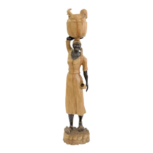 Vintage Hand Carved Life Size Haitian Folk Art Statue Signed D. LeConte
