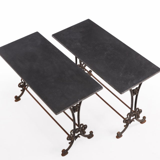 Pair of French Cast Iron and Stone Tables, 19th C. For Sale In Philadelphia - Image 6 of 6