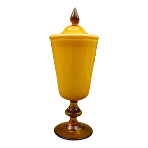 Mid 20th Century Empoli Italy for Kb Amber Cased Art Glass Lidded Apothecary Jar