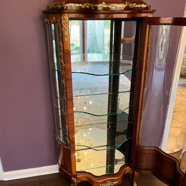19th Century Antique Vitrine (Curio Cabinet) in Rococo Style For Sale - Image 4 of 12
