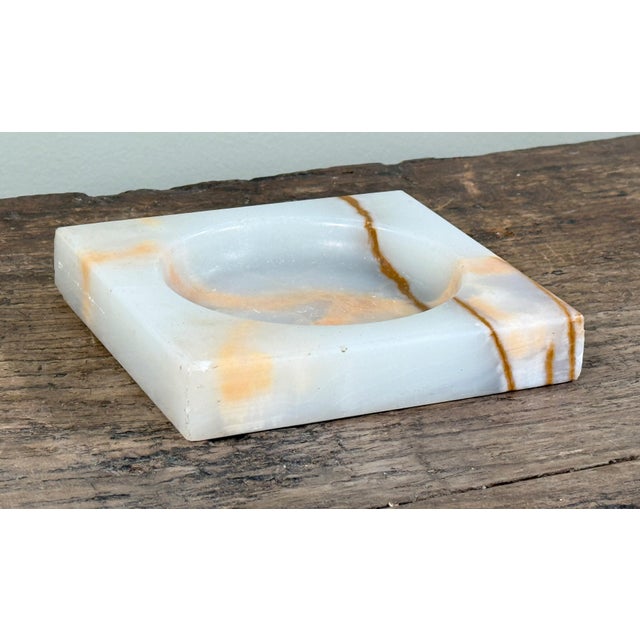 Mid Century Onyx /Alabaster Ashtray Square Tabletop Catchall For Sale - Image 4 of 6