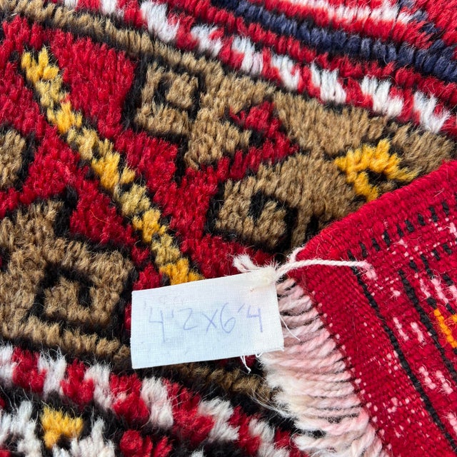 1960s Vintage Red Tribal Handmade Rug For Sale - Image 5 of 6