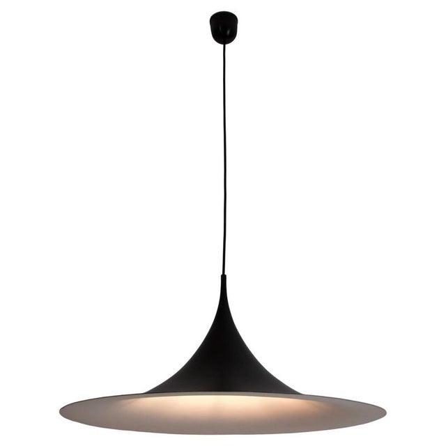 Black Round Pendant Lamp attributed to Fog & Mørup, 1970s For Sale - Image 13 of 13