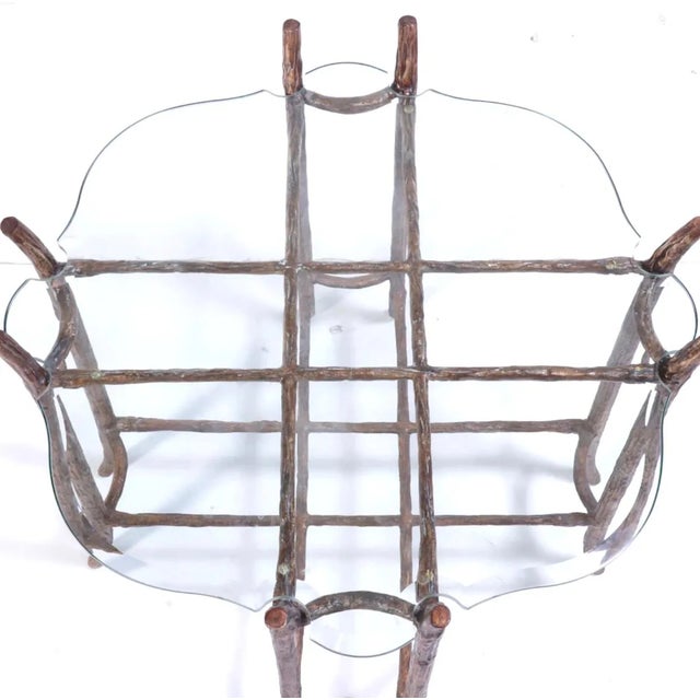 Mid-Century Modern Cast and Hand Painted Aluminum Faux Bois Side Table For Sale - Image 3 of 8