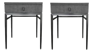 Mitchell Gold + Bob Williams Dark Gray Faux Shagreen Nightstands, Pair